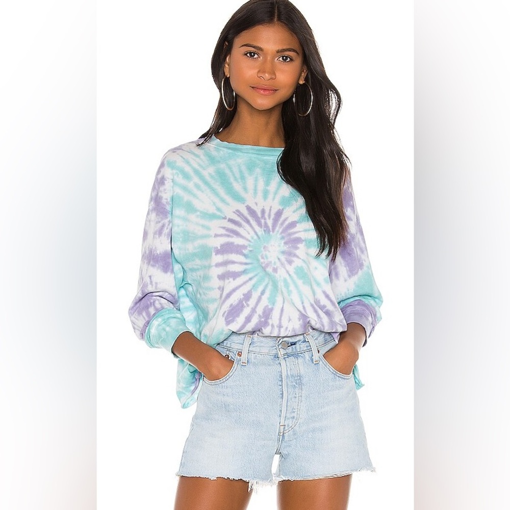 REVOLVE X DAYDREAMER Spiral Tie Dye Tee Purple Blue Medium